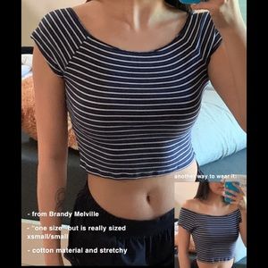 Brandy Melville blue/white striped crop top